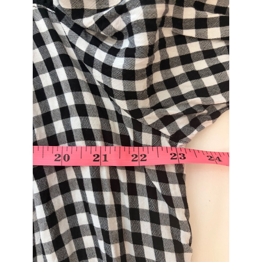 Studio Woman Gingham Lace Trim V-Neck Blouse Black White 1X SwingTop - Picture 6 of 8